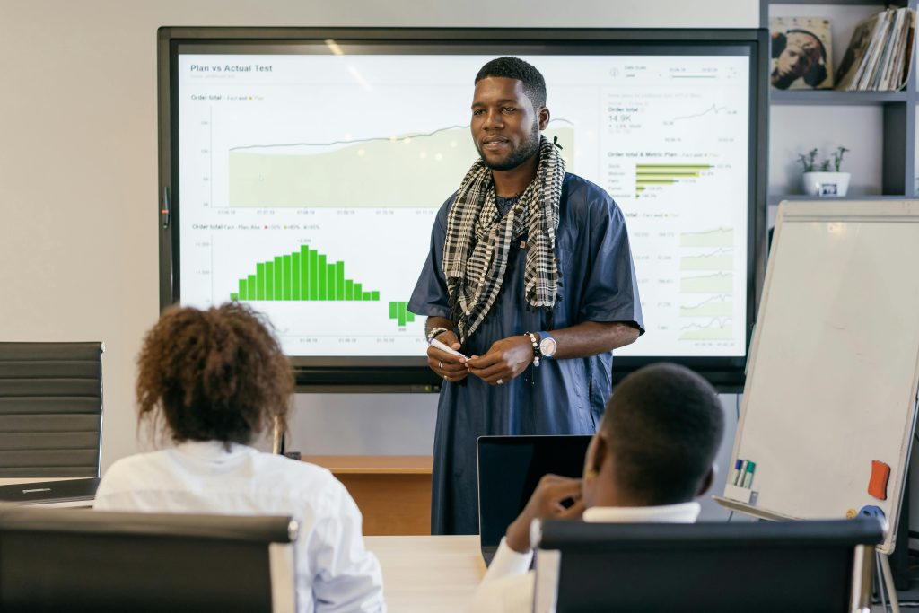 African Business man presenting