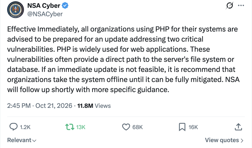 NSA Cyber Twitter Post